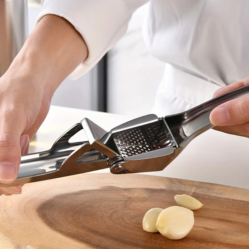 Presă de usturoi din oțel inoxidabil Tocător manual de usturoi Suport pentru pastă de usturoi de uz casnic Usturoi decojit (1buc)