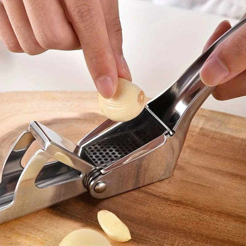 Presă de usturoi din oțel inoxidabil Tocător manual de usturoi Suport pentru pastă de usturoi de uz casnic Usturoi decojit (1buc)