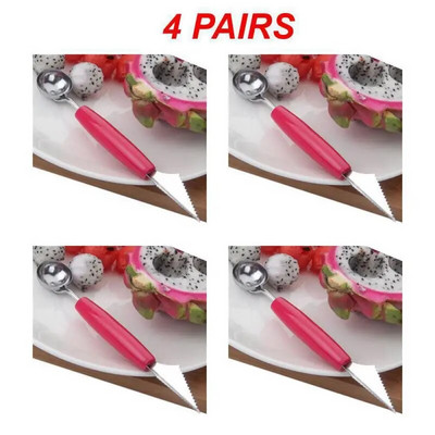 1 ~ 4 PORŲ Arbūzinis šaukštas Patogus rankenos krepšys Virtuvės įrankiai Vandens raibuliavimo peilis aštrių ašmenų dydis: 18,5 * 2 cm