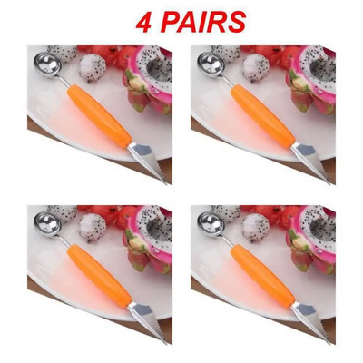 1 ~ 4 PORŲ Arbūzinis šaukštas Patogus rankenos krepšys Virtuvės įrankiai Vandens raibuliavimo peilis aštrių ašmenų dydis: 18,5 * 2 cm