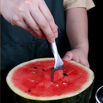 Ανοξείδωτο ατσάλι Δικέφαλος τεμαχιστής καρπούζι Πολυλειτουργικός κόφτης πεπονιού Φορητός τεμαχιστής φρούτων Συσκευές κοπής σε φέτες κουζίνας
