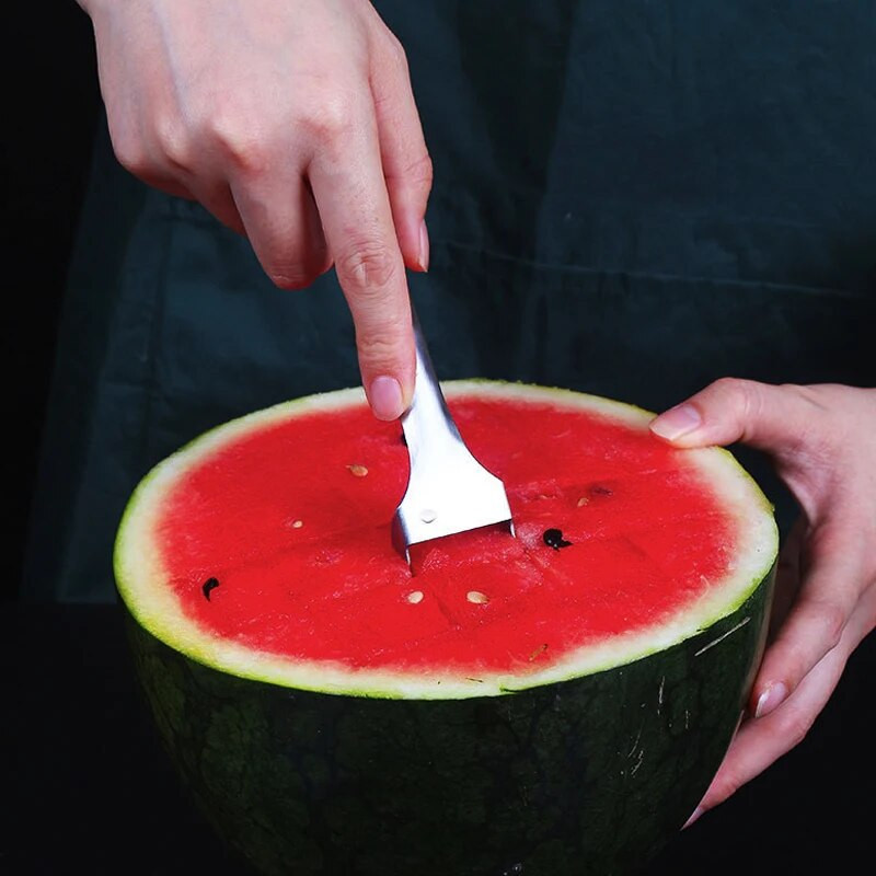 2 viename nerūdijančio plieno arbūzo šakutės pjaustyklė virtuvė Kūrybinis vaisių skirstytuvas Daržovių salotos Meliono samtelis virtuvės reikmenys