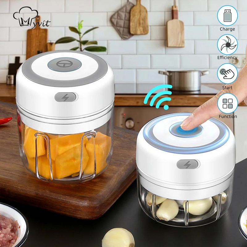 Elektrinis mini česnakų smulkintuvas, belaidis nešiojamasis mėsos smulkintuvas, skirtas prieskoniams ir prieskoniams gaminti česnakų daržovių salotoms ir pipirams