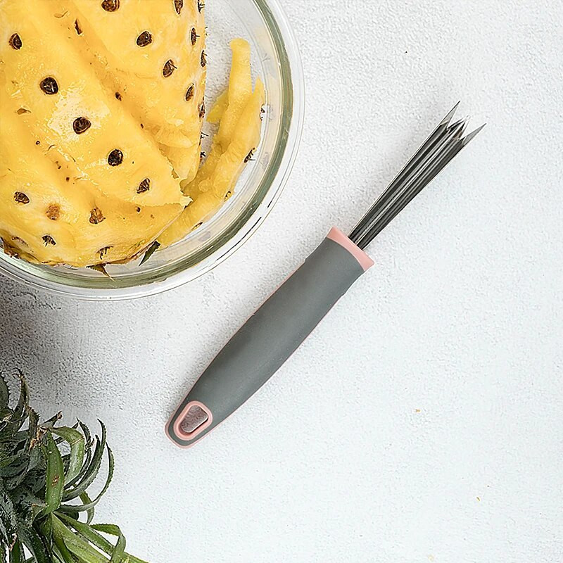 Specialus nerūdijančio plieno ananasų peilis, nulupkite ananaso odelę, iškaskite ananaso akis, silikoninė neslystanti rankena, vaisių parduotuvės įrankiai