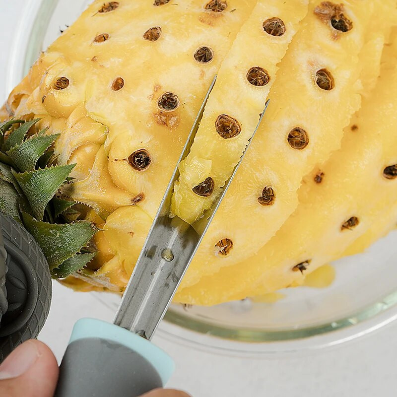 Specialus nerūdijančio plieno ananasų peilis, nulupkite ananaso odelę, iškaskite ananaso akis, silikoninė neslystanti rankena, vaisių parduotuvės įrankiai