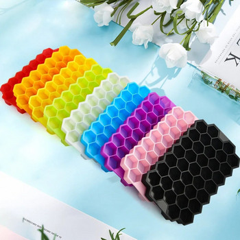 Φόρμα σιλικόνης δίσκος παγοκύβων 37 Grid Honeycomb Shape Ice Cube Maker Δωρεάν BPA Ice maker με καπάκια DIY Mold φόρμα παγωτού