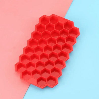 Tavă pentru cuburi de gheață, forma din silicon, cu 37 de grile, în formă de fagure de miere.