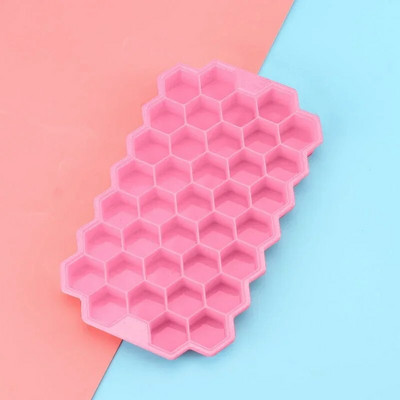 Formă din silicon pentru cuburi de gheață în fagure cu 37 cavități Tăvi reutilizabile Producător de cuburi de gheață Producător de gheață de calitate alimentară cu capace Formă pentru popsicle Formă pentru gheață