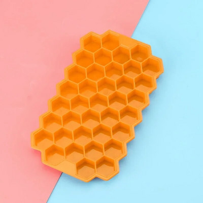 Formă din silicon pentru cuburi de gheață în fagure cu 37 cavități Tăvi reutilizabile Producător de cuburi de gheață Producător de gheață de calitate alimentară cu capace Formă pentru popsicle Formă pentru gheață