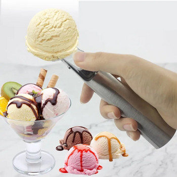 Лъжица за сладолед от неръждаема стомана Многофункционална натискаща се лъжица за плодове Лъжица за топка за сладолед Лъжица за машина за топка за диня