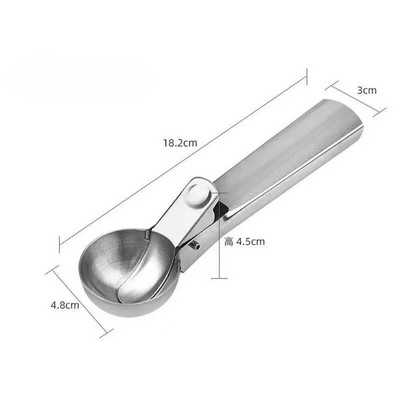 Nerūdijančio plieno ledų kaušelis Daugiafunkcis spaudžiamas vaisių šaukštas Ledų rutulinis šaukštas Arbūzo rutulinis šaukštas