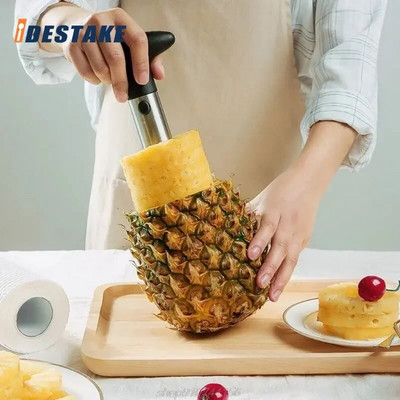 Cuțit de tăiat ananas din oțel inoxidabil Dispozitiv de tăiat cuțit pentru fructe O mașină de tăiat ananas în spirală Unelte de gătit ușor de utilizat
