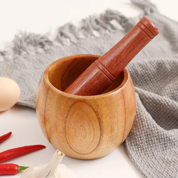 Εγχειρίδιο μύλου σκόρδου Garlic Masher Wooden Garlic Jar Traditional Natural Wood Garlic Jar Kitchen Food Masher Kitchen Gadgets