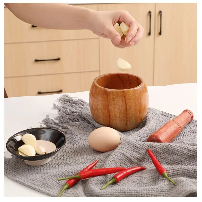 Česnakų smulkintuvo vadovas Česnakų trintuvas Medinis česnako stiklainis Tradicinis natūralaus medžio česnako stiklainis Virtuvės maisto trintuvas Virtuvės prietaisai