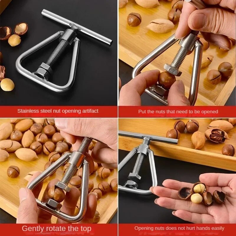 Mașină multifuncțională manuală pentru deschiderea nucilor, mașină de spart nuci, unealtă de bucătărie, accesorii din oțel pentru nuci de macadamia