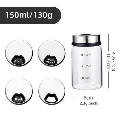 Onlycook kuhinjska posuda za sol i papar Dozator začina s podesivim rupama za izlijevanje, poklopcem od nehrđajućeg čelika i staklenom bocom za roštilj