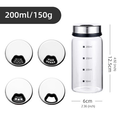 Onlycook kuhinjska posuda za sol i papar Dozator začina s podesivim rupama za izlijevanje, poklopcem od nehrđajućeg čelika i staklenom bocom za roštilj