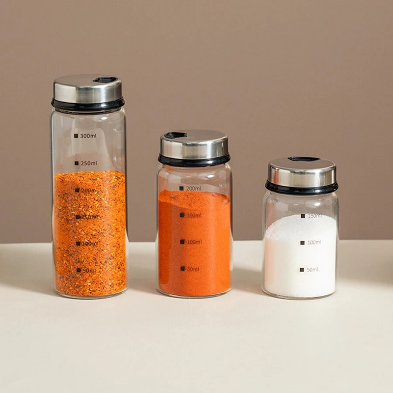 Onlycook kuhinjska posuda za sol i papar Dozator začina s podesivim rupama za izlijevanje, poklopcem od nehrđajućeg čelika i staklenom bocom za roštilj