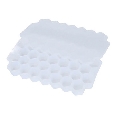 Instrumente pentru înghețată cu tip fagure, tavă cu gheață, cu capac, 37 instrumente hexagonale pentru fabricarea cuburilor de gheață potrivite pentru băuturi bere