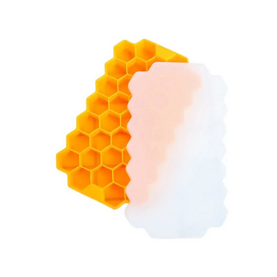 Instrumente pentru înghețată cu tip fagure, tavă cu gheață, cu capac, 37 instrumente hexagonale pentru fabricarea cuburilor de gheață potrivite pentru băuturi bere