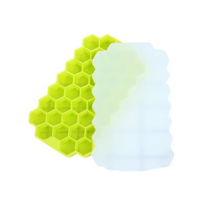 Instrumente pentru înghețată cu tip fagure, tavă cu gheață, cu capac, 37 instrumente hexagonale pentru fabricarea cuburilor de gheață potrivite pentru băuturi bere