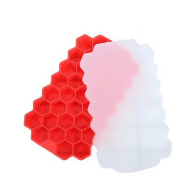 Instrumente pentru înghețată cu tip fagure, tavă cu gheață, cu capac, 37 instrumente hexagonale pentru fabricarea cuburilor de gheață potrivite pentru băuturi bere