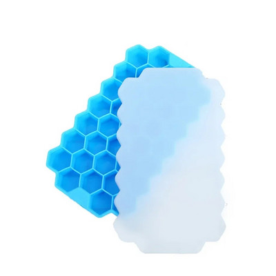 Instrumente pentru înghețată cu tip fagure, tavă cu gheață, cu capac, 37 instrumente hexagonale pentru fabricarea cuburilor de gheață potrivite pentru băuturi bere