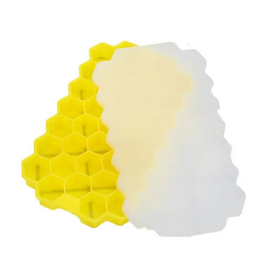 Instrumente pentru înghețată cu tip fagure, tavă cu gheață, cu capac, 37 instrumente hexagonale pentru fabricarea cuburilor de gheață potrivite pentru băuturi bere