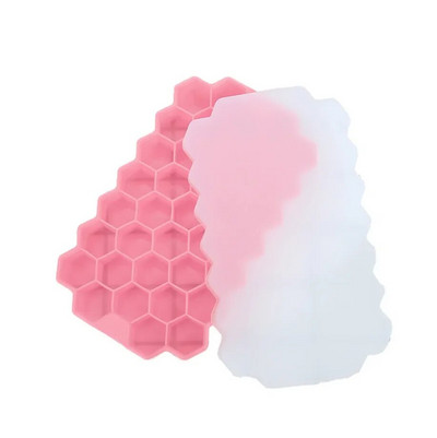 Instrumente pentru înghețată cu tip fagure, tavă cu gheață, cu capac, 37 instrumente hexagonale pentru fabricarea cuburilor de gheață potrivite pentru băuturi bere