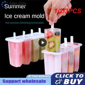 1/2/3BUC Forme pentru Popsicle 4 Cavități Forme pentru înghețată de casă Reutilizabile cu eliberare ușoară Forme pentru Popsicle de gheață Bucătărie de vară Gheață de casă