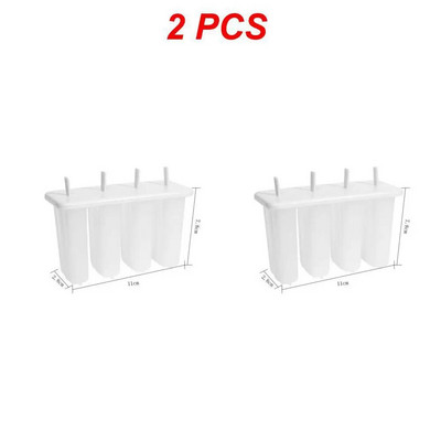 1/2/3BUC Forme pentru Popsicle 4 Cavități Forme pentru înghețată de casă Reutilizabile cu eliberare ușoară Forme pentru Popsicle de gheață Bucătărie de vară Gheață de casă