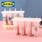 Forme pentru Popsicle Cu 4 cavități Formă pentru înghețată de casă Reutilizabilă cu eliberare ușoară Forme pentru Popsicle de gheață Bucătărie de vară Gadget pentru înghețată de casă