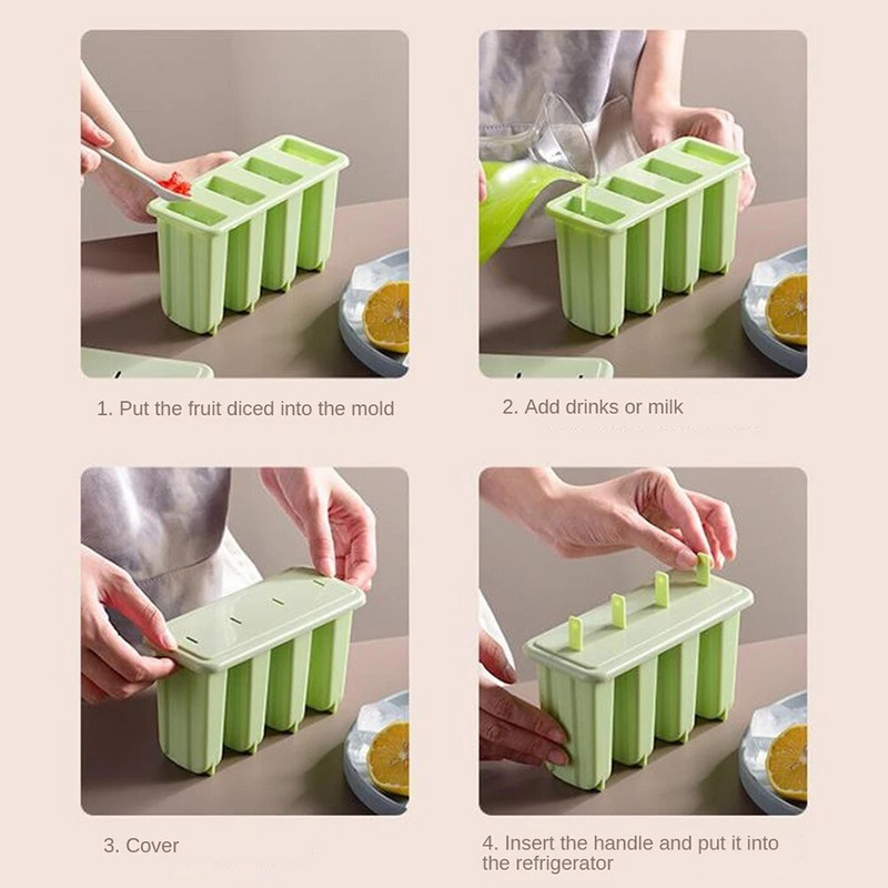 Ląstelinių ledų formavimo ledų gaminimo aparatas Naminis ledų dėžutė vaikams, ledų formelių formavimo ledų padėklai virtuvės prietaisai