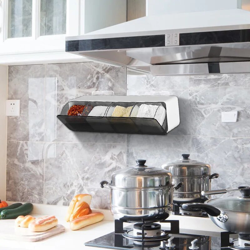 Kuhinjski zidni nosač Stalak za organizatore začina Posude za sol i papar Staklenke za začine Spremnik za začine sa žlicama Alat za organizatore začina