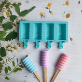 Formă de tărtăcuță de zahăr cu 4 găuri Formă de silicon pentru înghețată Forme pentru popsicle Mold DIY pentru înghețată Mucegai pentru gheata Pop Maker Tavă de gheață