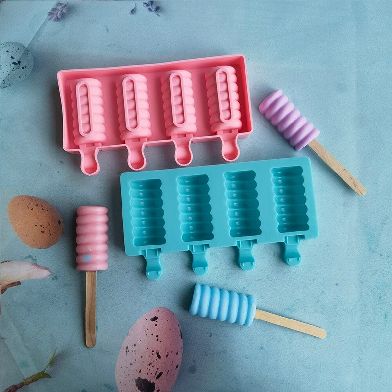 4 skylučių cukraus moliūgo formos Silikoninė ledų formelė Popsicle formelės „pasidaryk pats“ ledų formelės ledų formavimo formelės ledų padėklas