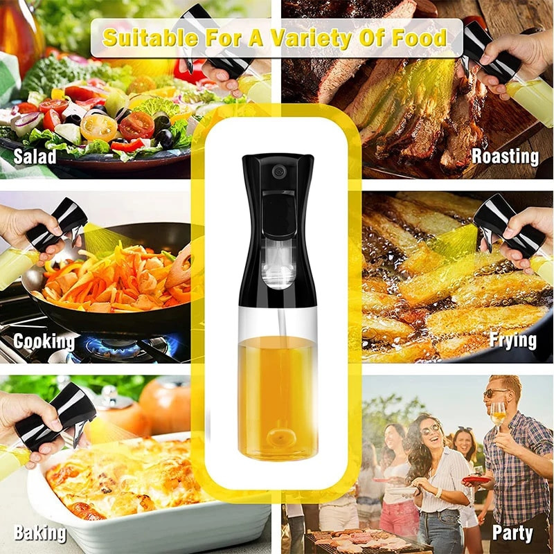 Eļļas smidzināšanas pudele ēdiena gatavošanai virtuvei Olīveļļas smidzinātājs kempingam BBQ cepšanai etiķis Sojas mērce 200ml 300ml