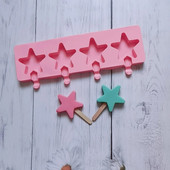 Naujos 4 penkiakampės žvaigždės Heart Popsicles Formelės Nelipnus silikoninės ledų formelės Naminės „pasidaryk pats“ desertų sultys „Ice-Pop Formos“