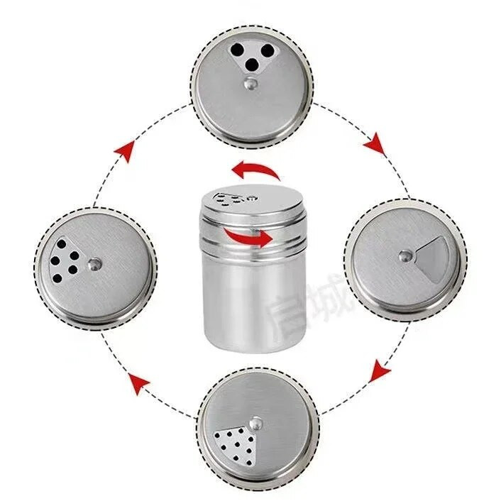 Druskos cukraus butelio besisukantis dangtelis Daugiafunkcis nerūdijančio plieno 1 gabalas virtuvės prietaisas Prieskonių pipirų buteliuko prieskonių stiklainis