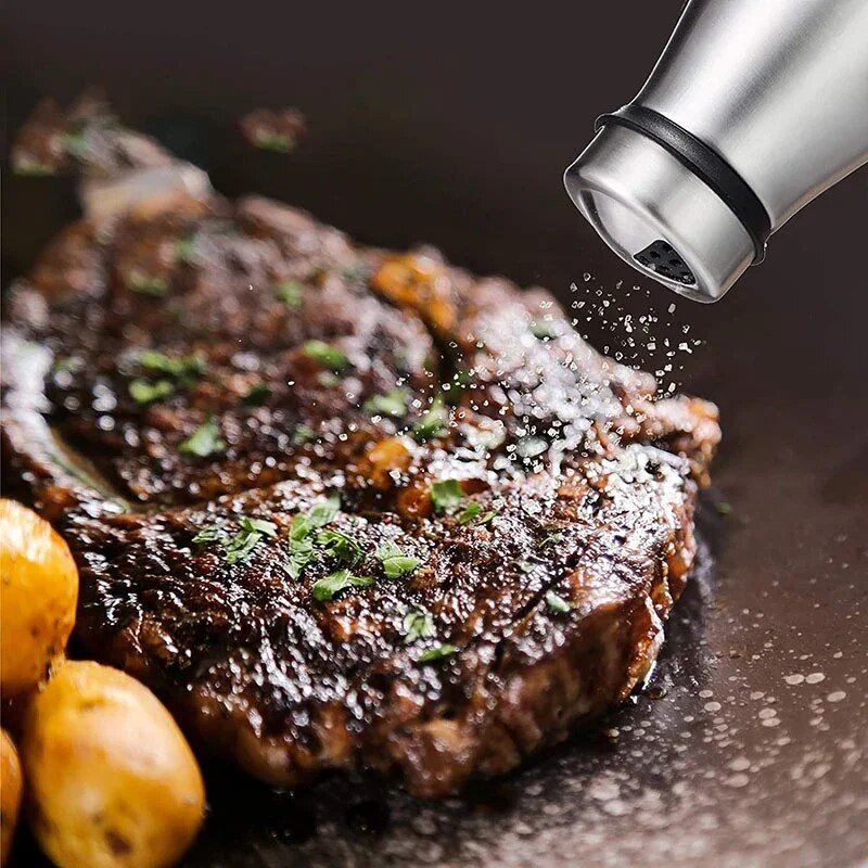 Druskos ir pipirų prieskonių plaktuvas nerūdijančio plieno stiklinis dugnas prieskonių dozatorius pipirų plaktuvas kepsninės kepsninės rinkinys virtuvės prietaisai