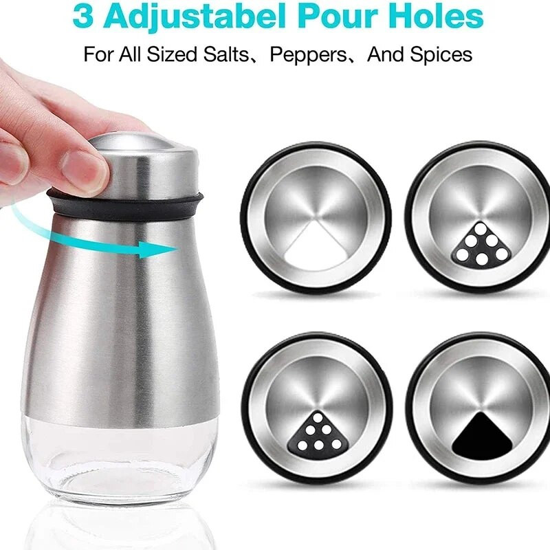 Druskos ir pipirų prieskonių plaktuvas nerūdijančio plieno stiklinis dugnas prieskonių dozatorius pipirų plaktuvas kepsninės kepsninės rinkinys virtuvės prietaisai