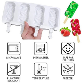 Καλούπι παγωτού 3/4 κυττάρων σιλικόνης Φόρμα παγωτού Καλοκαίρι DIY Σπιτικό Δίσκο παγωτού Ice Pop Block Καταψύκτης Juice Dessert Maker