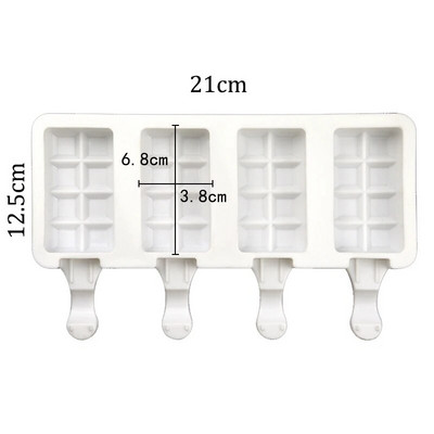 3/4 celule din silicon Mucegai Popsicle Mucegai pentru inghetata de vara DIY de casa Tava pentru cuburi de gheata Ice Pop Block Congelator Suc Desert Maker Instrument