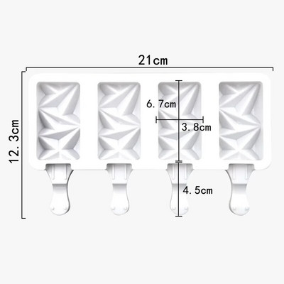 3/4 celule din silicon Mucegai Popsicle Mucegai pentru inghetata de vara DIY de casa Tava pentru cuburi de gheata Ice Pop Block Congelator Suc Desert Maker Instrument