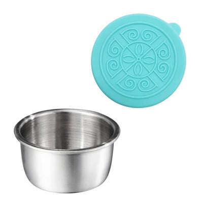 304 kvadratinis nerūdijančio plieno padažo puodelis su dangteliu lauke nešiojama panirimo lėkštė Kvadratinė vaikų pietų indų dėžutė maža talpa