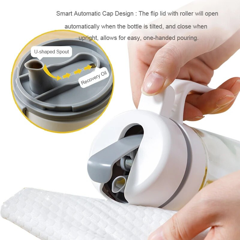 Boca za ulje Dozator maslinovog ulja Kuhinjska pohrana Posuda za ulje Automatsko otvaranje i zatvaranje Posuda za začine za kuhinju