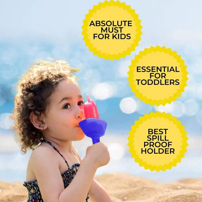 Popsicle apsaugai su šiaudiniu ledų laikikliu, animacinio filmo stiliaus nuo lašėjimo padėkliuko vakarėliui būtinybės lašams nereikalaujantis ledų laikiklis