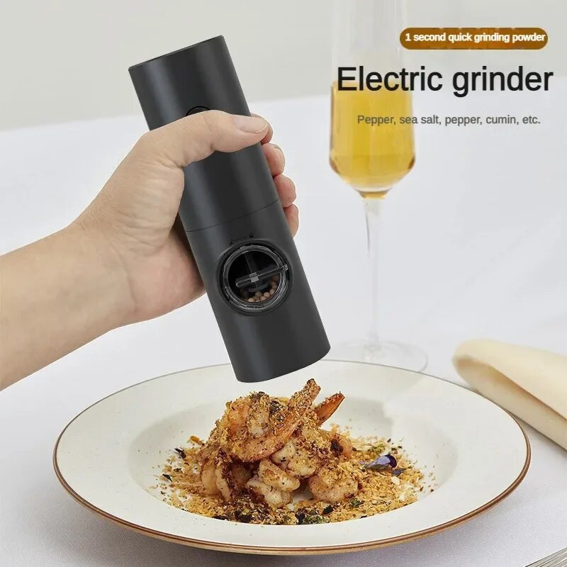 Elektrinis druskos ir pipirų malūnėlis, įkraunamas reguliuojamo stambumo prieskonių malūnėlis su baterijomis maitinamas virtuvės automatinis įtaisas