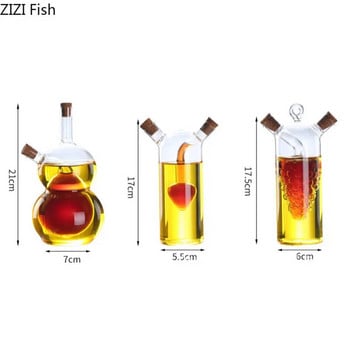 Μπουκάλι 2 σε 1 διπλής στρώσης Σάλτσα λαδιού ξύδι Γυάλινο μπουκάλι καρυκεύματα Σφραγισμένα μπουκάλια αποθήκευσης κουζίνας Βαζάκια Εργαλεία κουζίνας