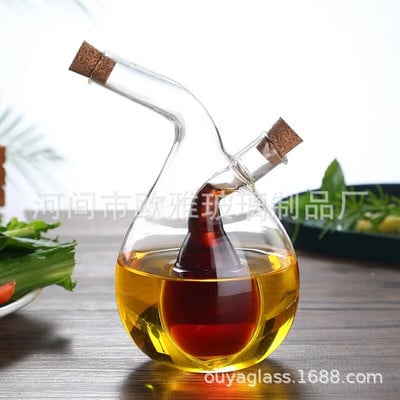 2 az 1-ben Dupla rétegű üvegszósz olaj ecet üveges fűszerezés fűszerezés lezárt konyhai tároló palackok üvegek konyhai eszközök